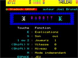 Title screen of Rabbit on the Tangerine Oric.