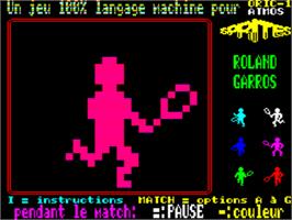 Title screen of Roland Garros on the Tangerine Oric.
