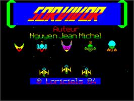 Title screen of Sorvivor on the Tangerine Oric.