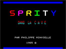 Title screen of Sprity Dans La Cave on the Tangerine Oric.