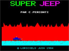 Title screen of Super Jeep on the Tangerine Oric.