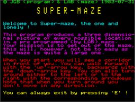 Title screen of Super Maze on the Tangerine Oric.