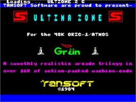 Title screen of Ultima Zone on the Tangerine Oric.