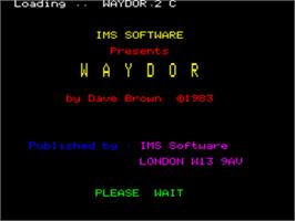 Title screen of Waydor on the Tangerine Oric.