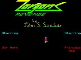 Title screen of Zorgon's Revenge on the Tangerine Oric.
