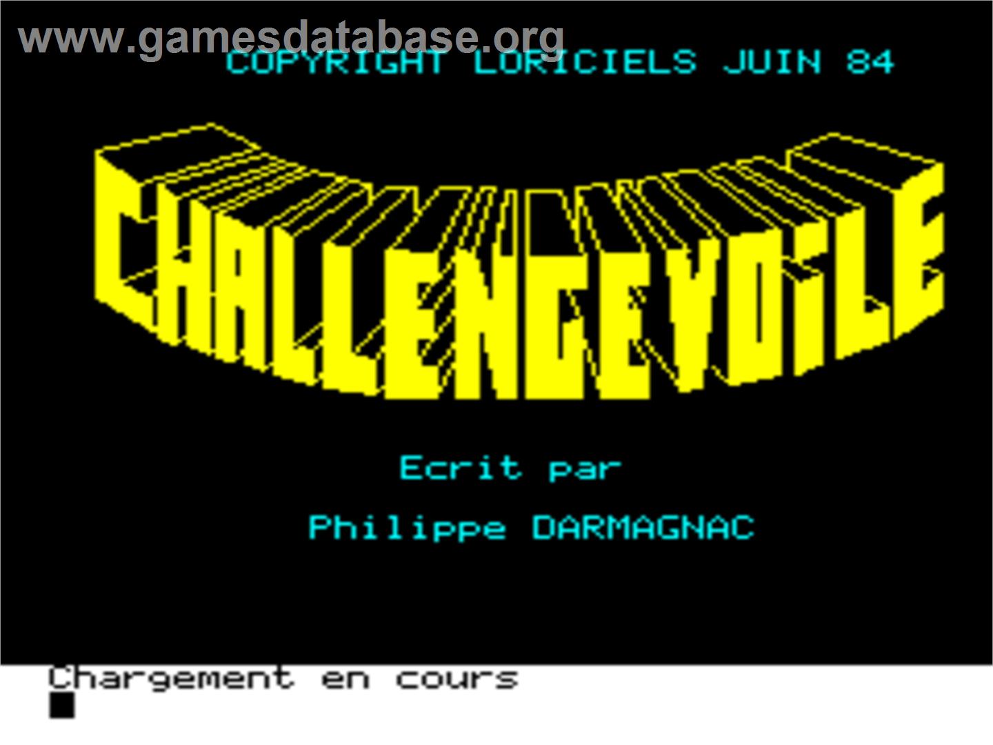 Challenge Voile - Tangerine Oric - Artwork - Title Screen