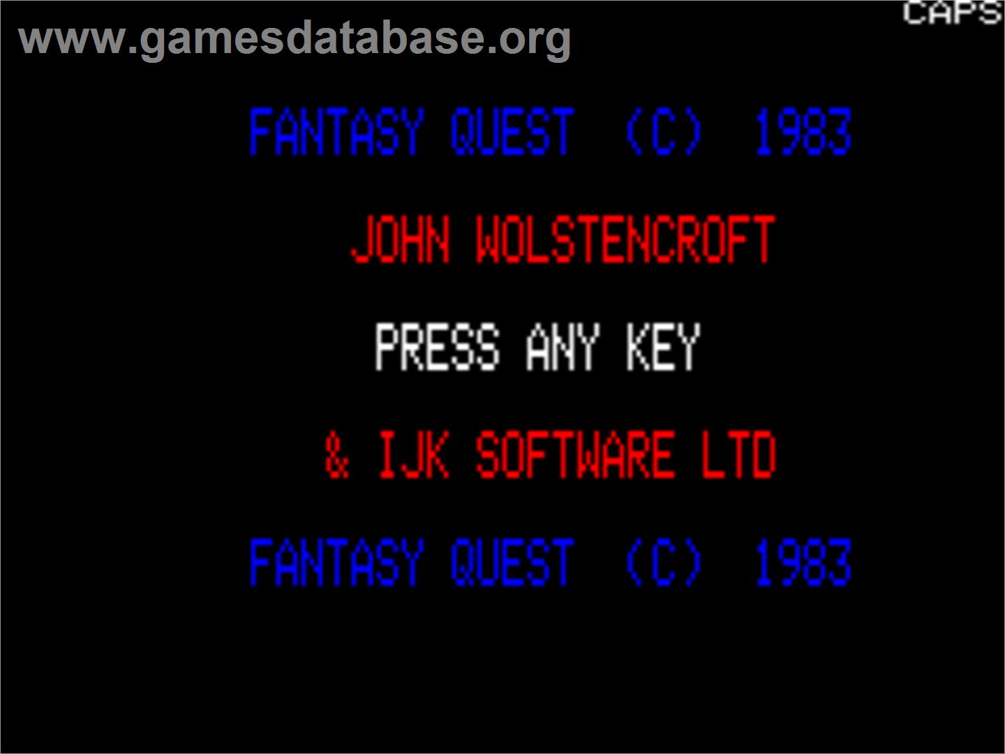 Fantasy Quest - Tangerine Oric - Artwork - Title Screen