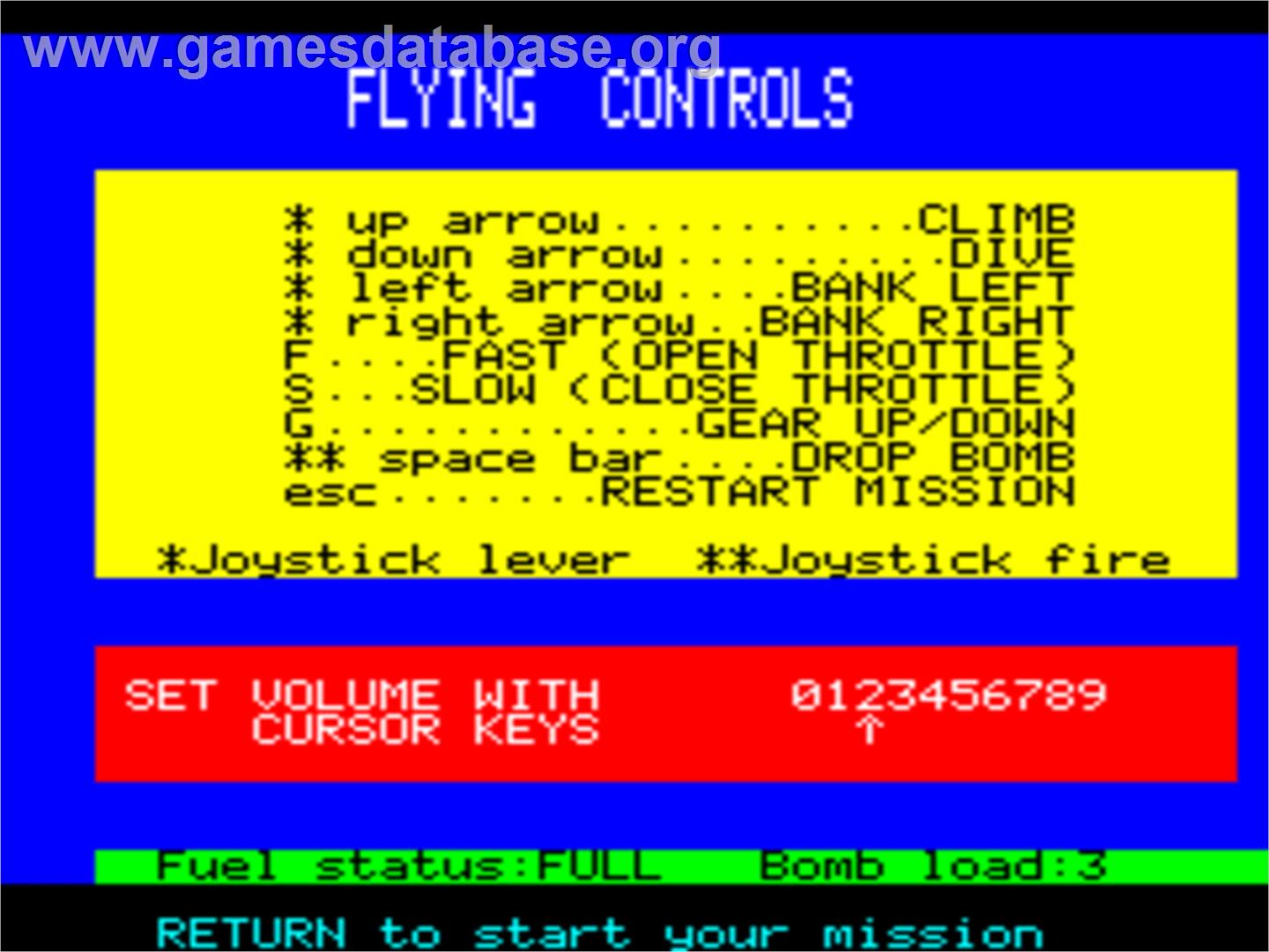 Flight Simulator - Tangerine Oric - Artwork - Title Screen