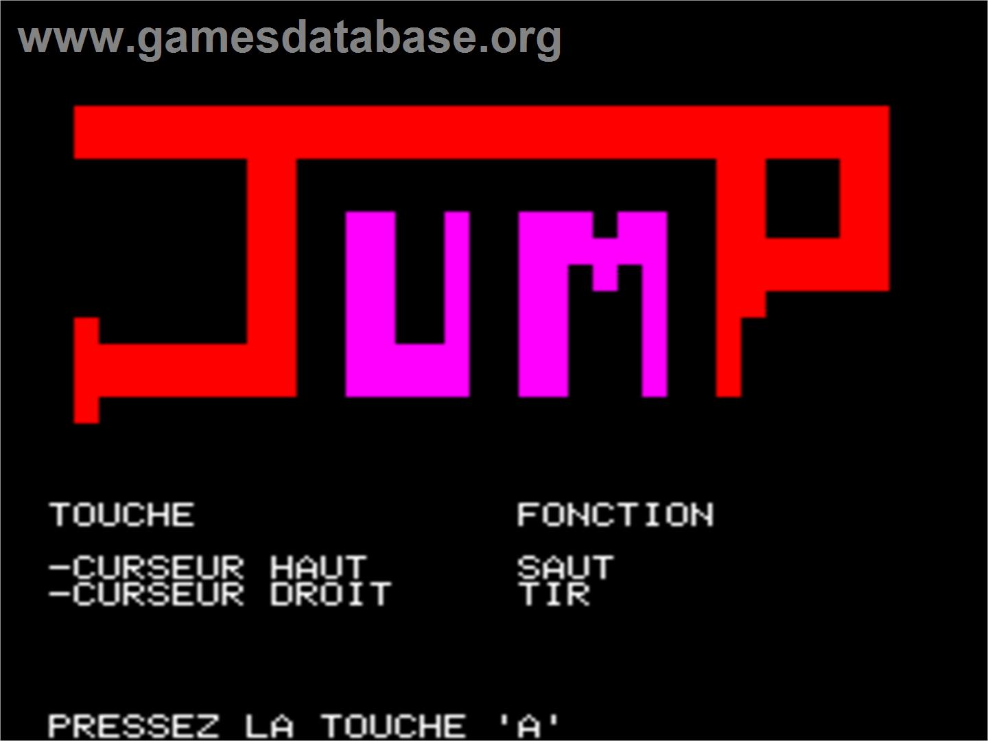 Jump - Tangerine Oric - Artwork - Title Screen