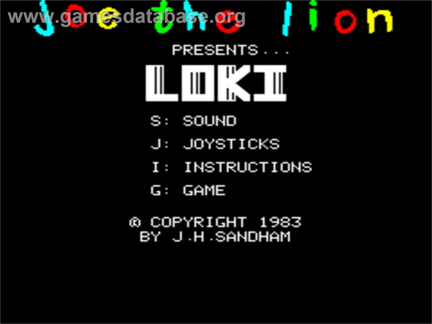Loki - Tangerine Oric - Artwork - Title Screen