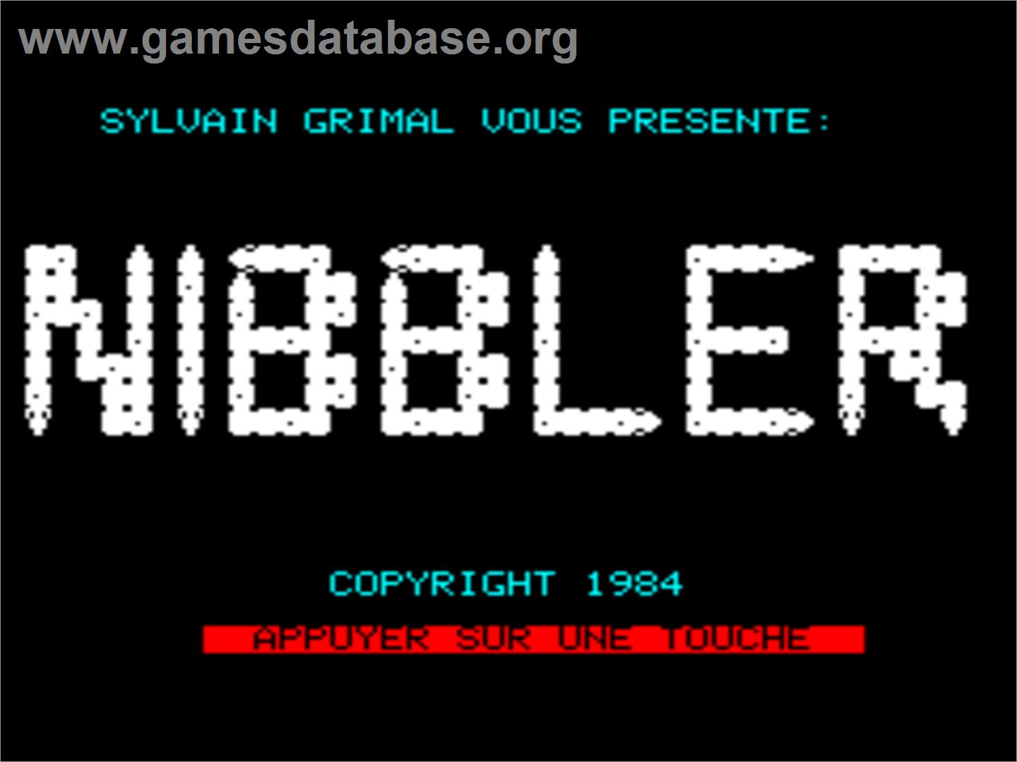 Nibbler - Tangerine Oric - Artwork - Title Screen