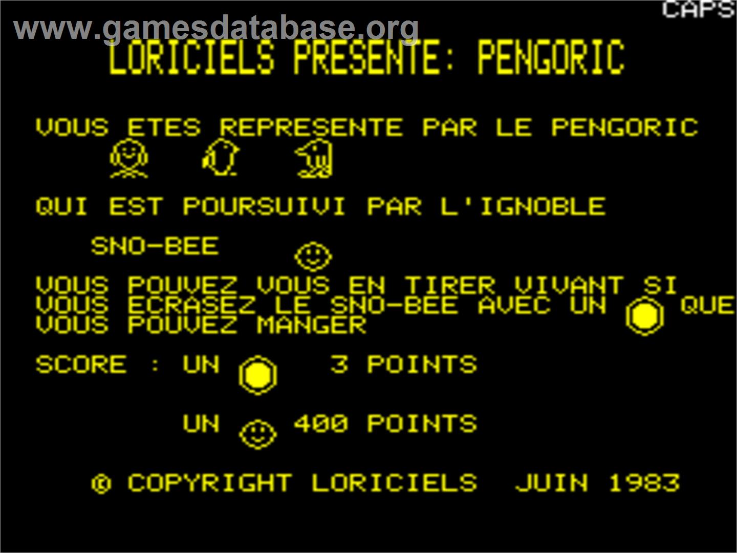 Pengoric - Tangerine Oric - Artwork - Title Screen