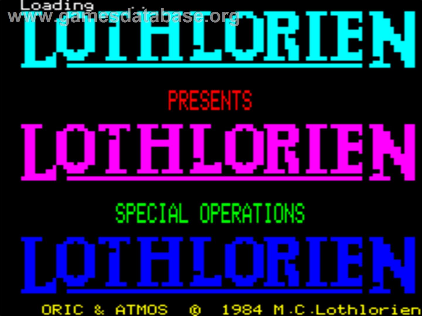 Special Operations - Tangerine Oric - Artwork - Title Screen