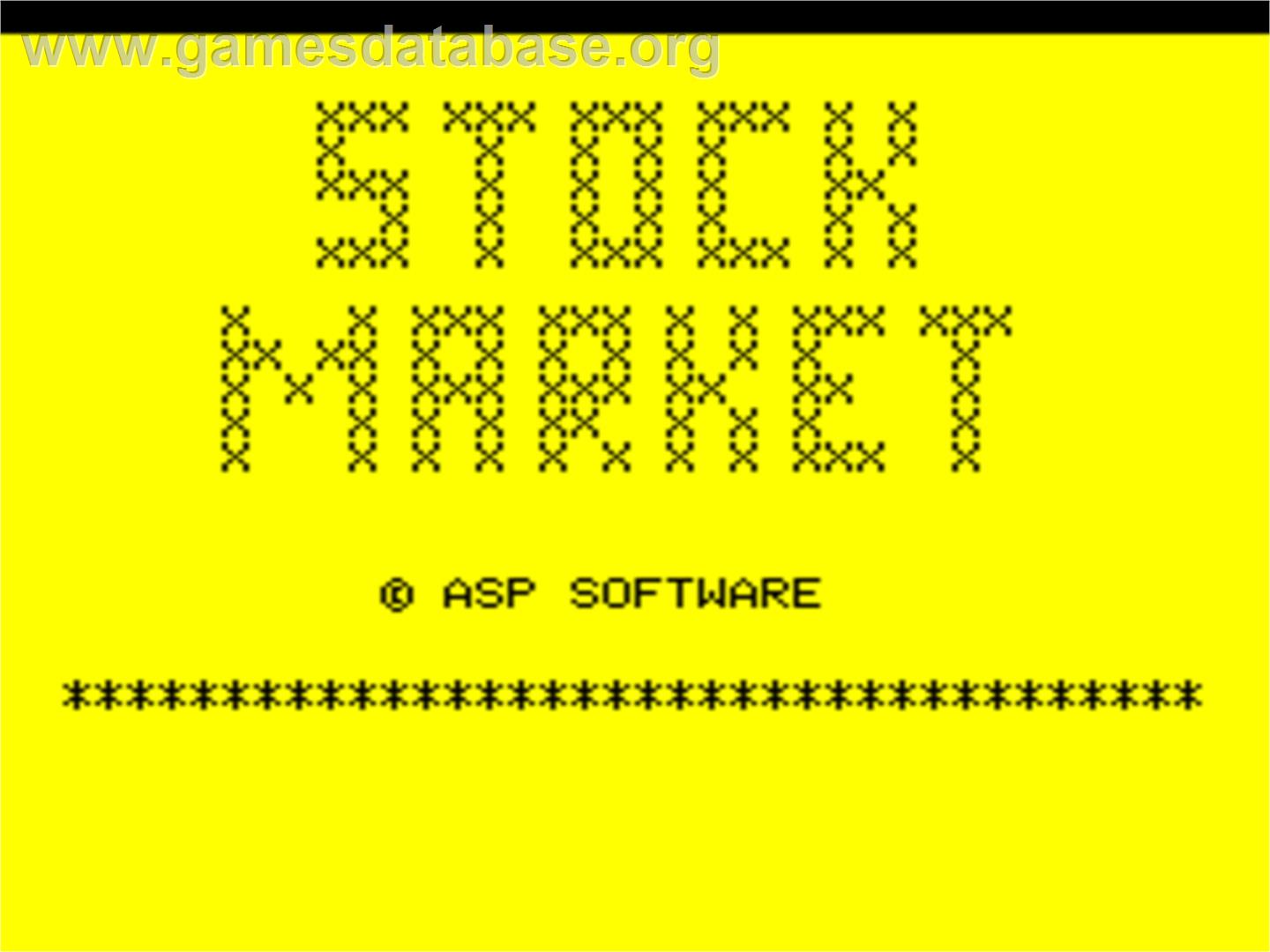 Stock Market - Tangerine Oric - Artwork - Title Screen