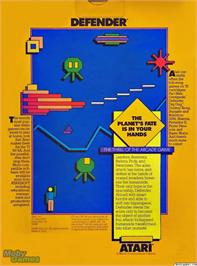 Box back cover for Defender on the Texas Instruments TI 99/4A.