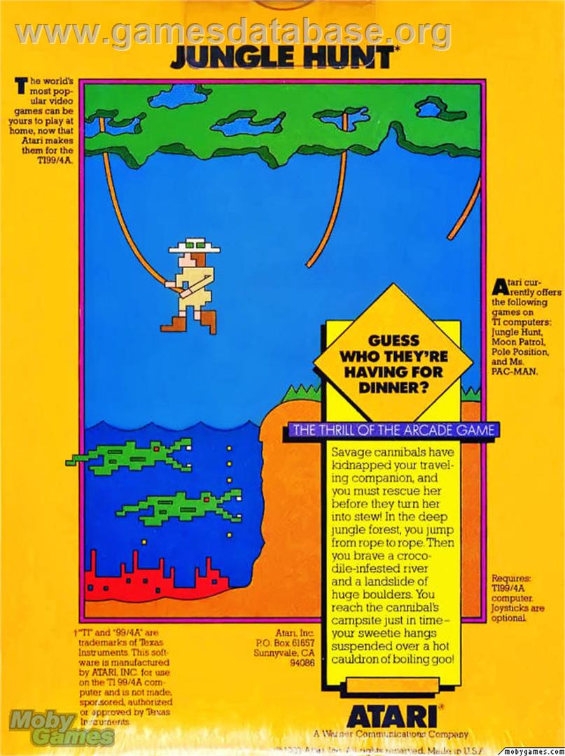 Jungle Hunt - Texas Instruments TI 99/4A - Artwork - Box Back