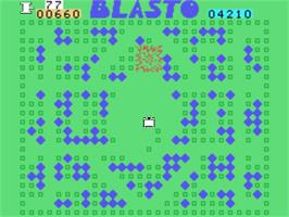 In game image of Blasto on the Texas Instruments TI 99/4A.