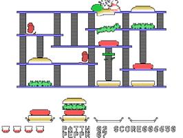 In game image of BurgerTime on the Texas Instruments TI 99/4A.