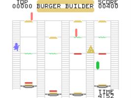 In game image of Burger Builder on the Texas Instruments TI 99/4A.