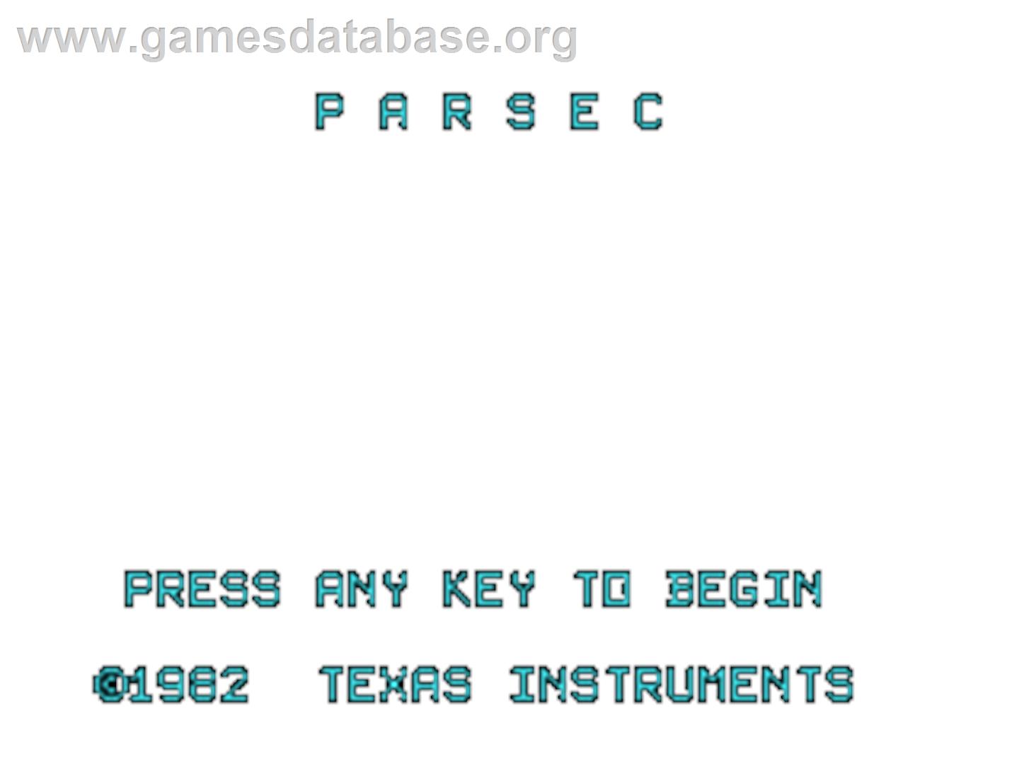 Parsec - Texas Instruments TI 99/4A - Artwork - Title Screen