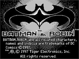 Title screen of Batman & Robin on the Tiger Game.com.