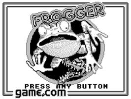 Title screen of Frogger on the Tiger Game.com.