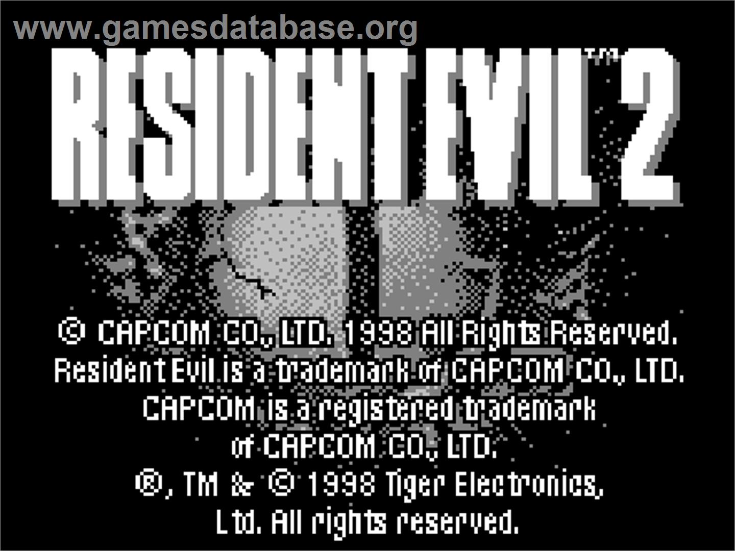Resident Evil 2 - Tiger Game.com - Artwork - Title Screen