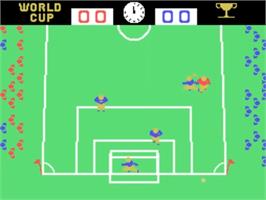 In game image of Soccer on the VTech CreatiVision.
