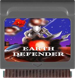 Cartridge artwork for Earth Defender on the Watara Supervision.