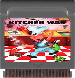 Cartridge artwork for Kitchen War on the Watara Supervision.