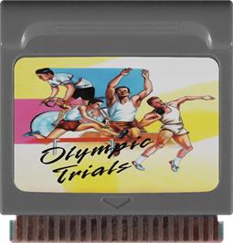 Cartridge artwork for Olympic Trials on the Watara Supervision.