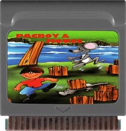Cartridge artwork for PacBoy & Mouse on the Watara Supervision.