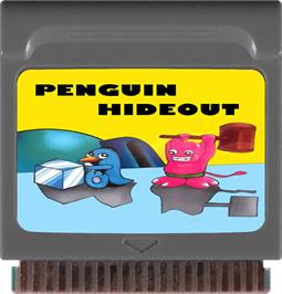 Cartridge artwork for Penguin Hideout on the Watara Supervision.