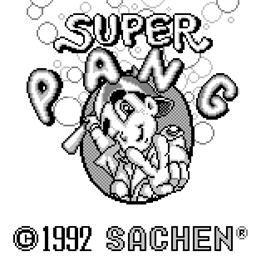 Title screen of Super Pang on the Watara Supervision.